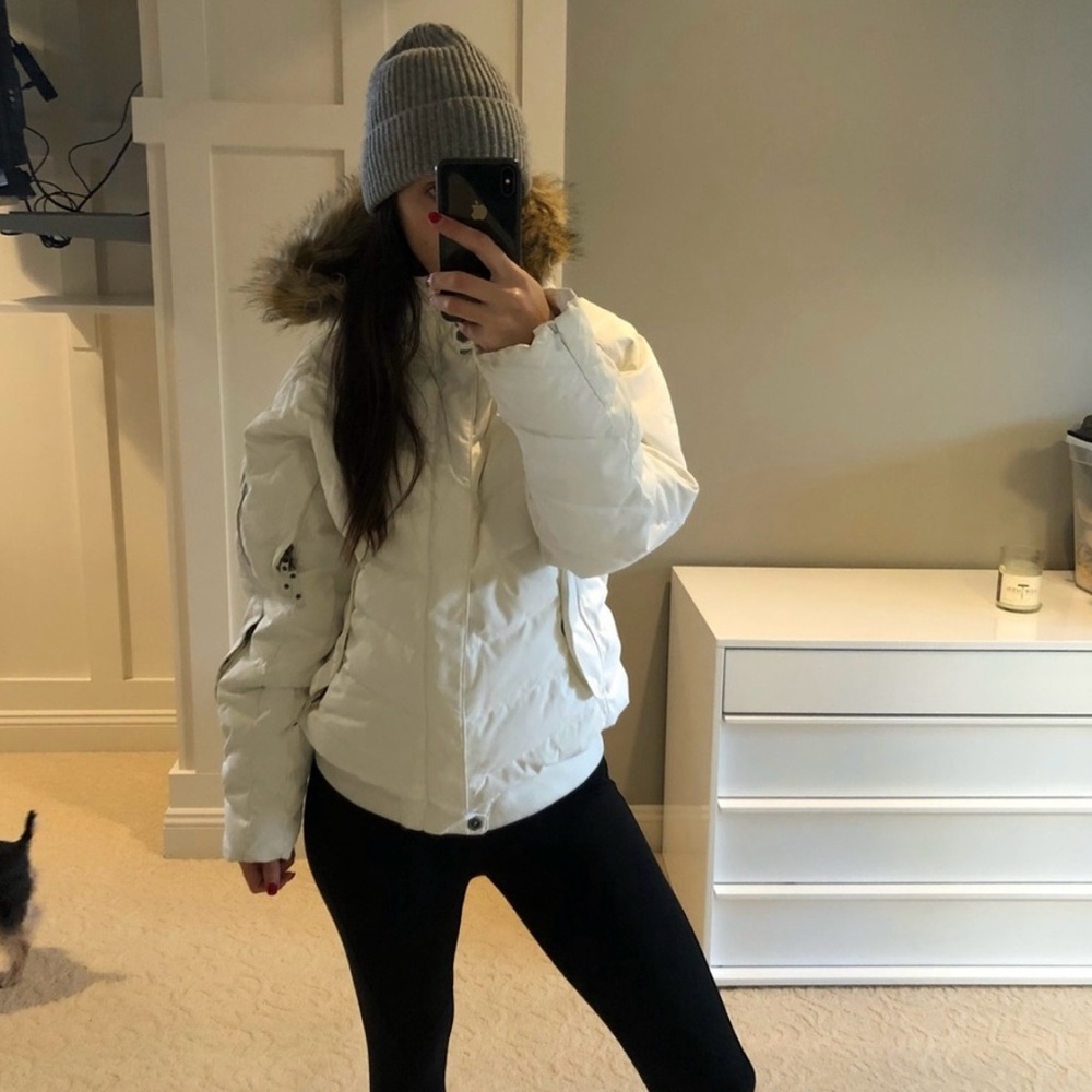 North Face white ski jacket